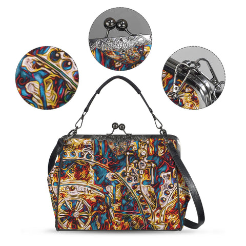'Boilerplate' Faux Leather Kisslock Handbag Crossbody