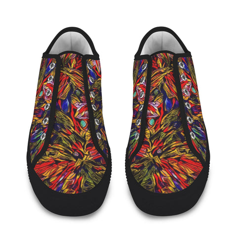 'Clematis Firestorm' (Black Trim) Women's Canvas Plimsolls