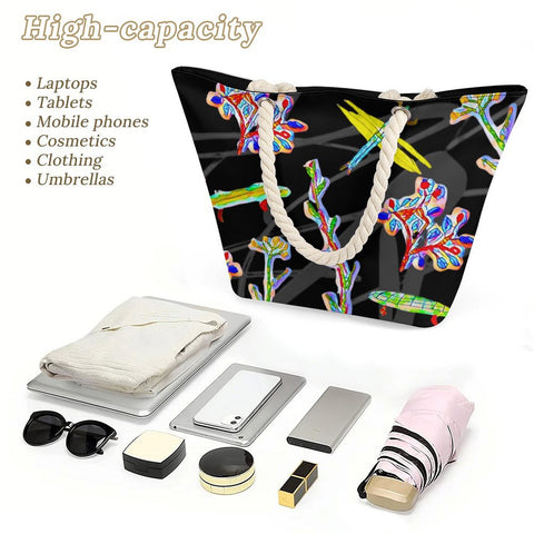 'Regenesis' (Black) Hemp Rope Tote Bag