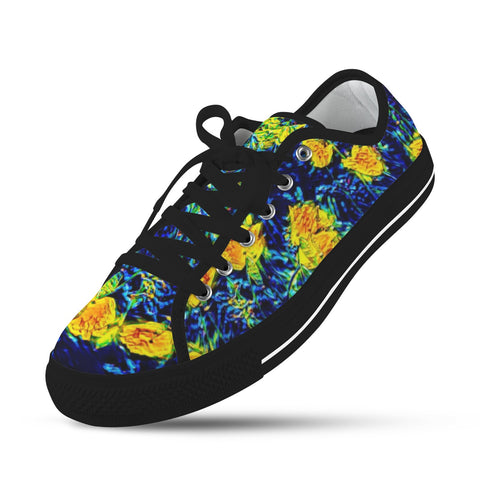 'Wild Poppies' (Black Trim) Women's Canvas Plimsolls