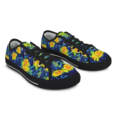 'Wild Poppies' (Black Trim) Women's Canvas Plimsolls