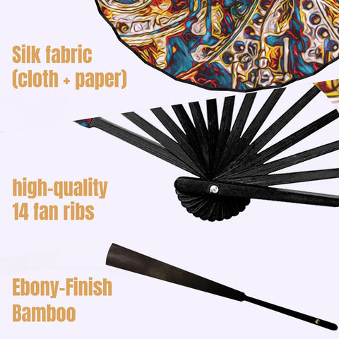 'Boilerplate' (Black Edge) Double-Sided Folding Bamboo Fan
