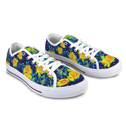 'Wild Poppies' (White) Seattle Low Top Men's Shoes (Model 1013-6)