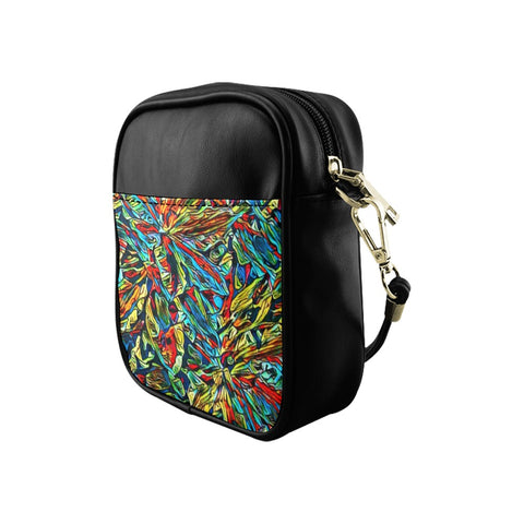 'Clematis Electra' Faux Leather Sling Pouch