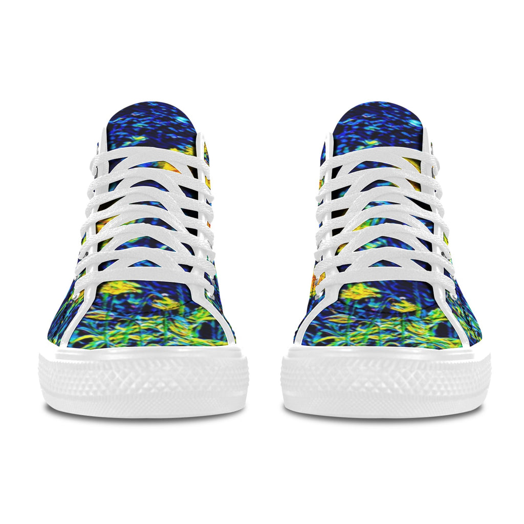 'Wild Poppies' (White) Women's 'Vancouver' High Top Boots