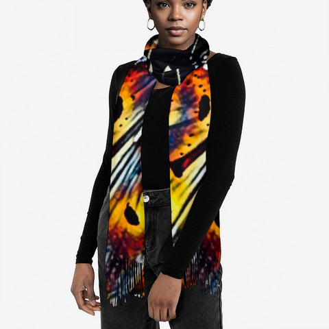 'Lily Cobalt' Tassel Fleece Scarf