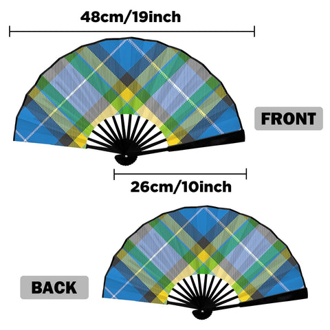 'Yorkshire Tartan' (Slant / Black Edge) Double-Sided Folding Bamboo Fan
