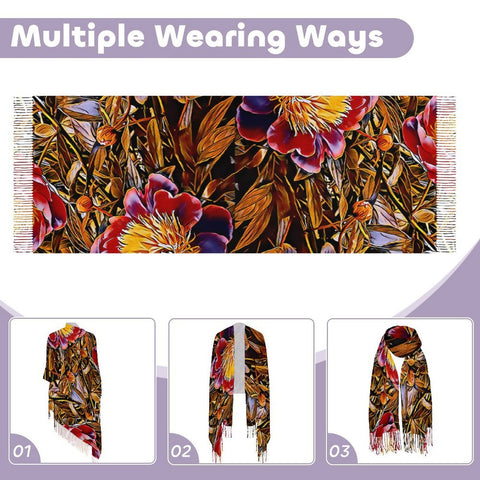 'Peony Marron' Tassel Fleece Scarf