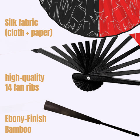'Bloodlust' (Black Edge) Double-Sided Folding Bamboo Fan
