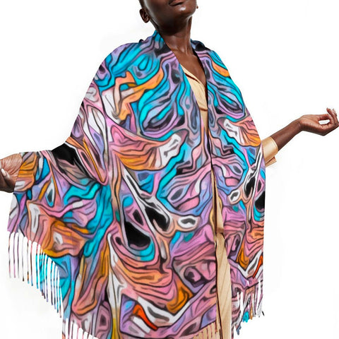 'Psychedelique' Tassel Fleece Scarf