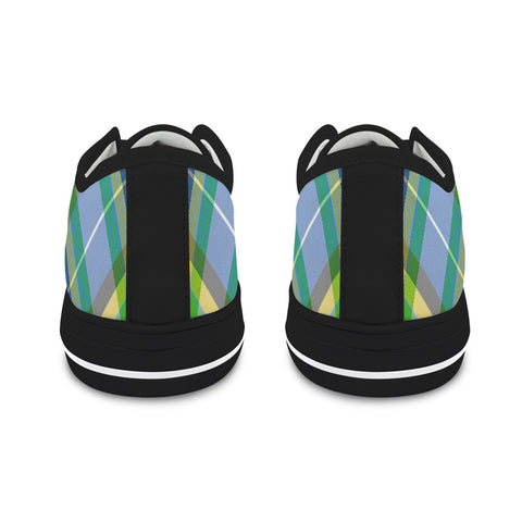 'Yorkshire Tartan' (Slant/Black Trim) Women's Canvas Plimsolls