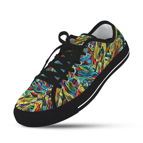 'Clematis Electra' (Black Trim) Women's Canvas Plimsolls