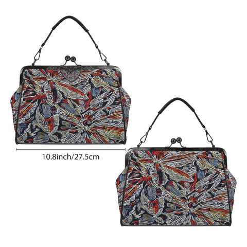 'Clematis Platinum' Faux Leather Kisslock Handbag Crossbody