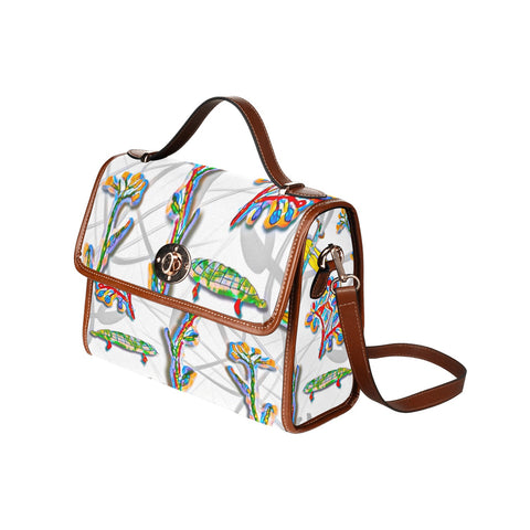 'Evolution' Canvas Shoulder Satchel (Brown Trim)