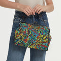 'Clematis Electra' Faux Leather Kisslock Handbag Crossbody