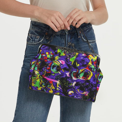 'Purple Haze' Faux Leather Kisslock Handbag Crossbody