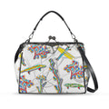 'Regenesis' (White Edit) Faux Leather Kisslock Handbag Crossbody