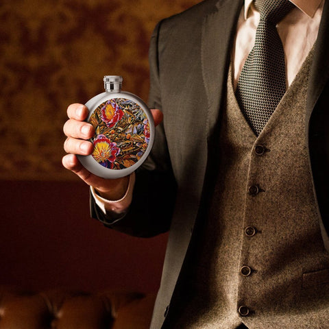 'Peony Marron' Hip Flask