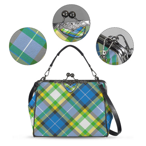 'Yorkshire Tartan' (Slant) Faux Leather Kisslock Handbag Crossbody