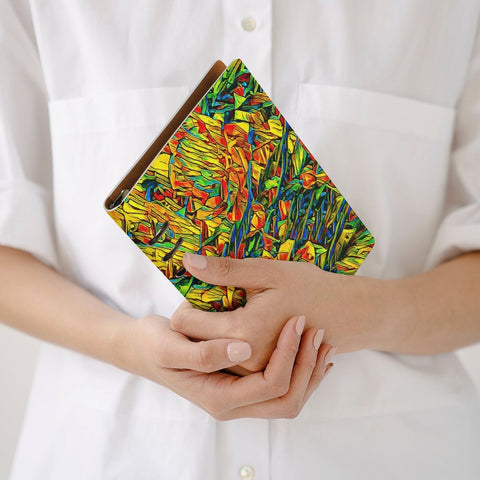 'Peony Citrus' Faux Leather A5 Binder Notebook