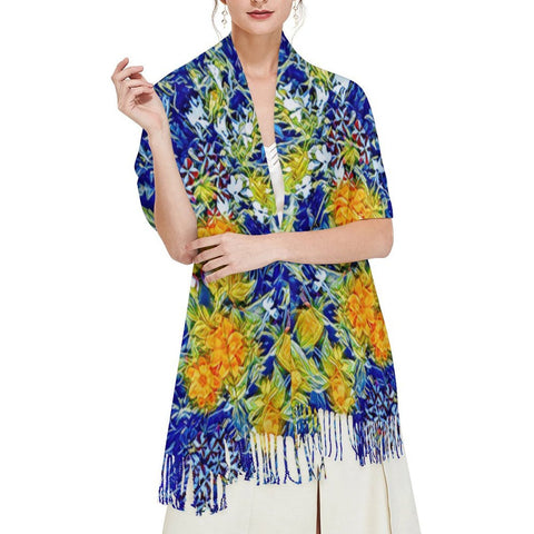 'Summer Basket' Tassel Fleece Scarf