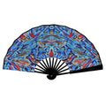 'Clematis Sapphire' (Black Edge) Double-Sided Folding Bamboo Fan