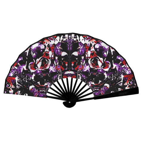 'Gothic Rose' (Black Edge) Double-Sided Folding Bamboo Fan