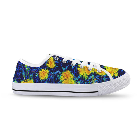 'Wild Poppies' (White) Seattle Low Top Men's Shoes (Model 1013-6)