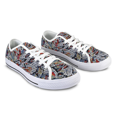 'Clematis Platinum' (White Trim) Women's Canvas Plimsolls
