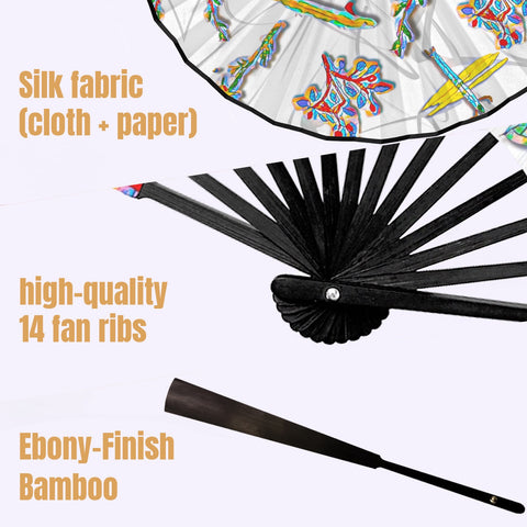 'Regenesis' (White Edit / Black Edge) Double-Sided Folding Bamboo Fan