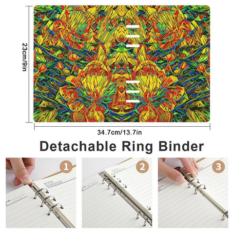 'Peony Citrus' Faux Leather A5 Binder Notebook