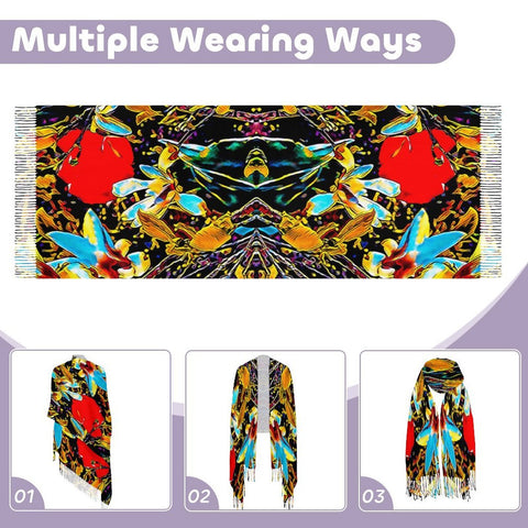 'Magnolia & Rose' Tassel Fleece Scarf