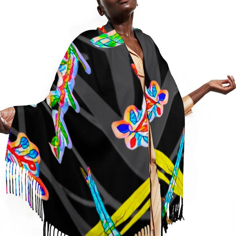 'Regenesis' (Black Edit) Tassel Fleece Scarf