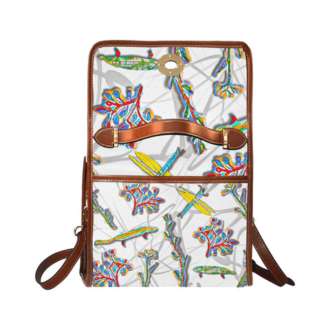 'Evolution' Canvas Shoulder Satchel (Brown Trim)