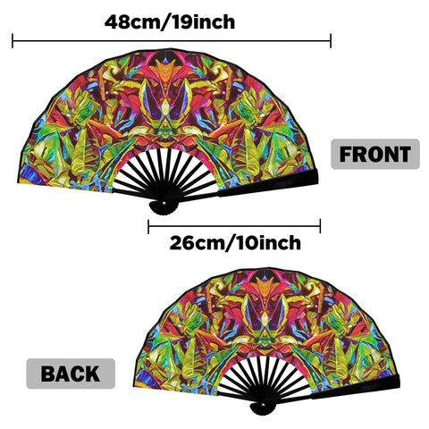 'Tropique' (Black Edge) Double-Sided Folding Bamboo Fan