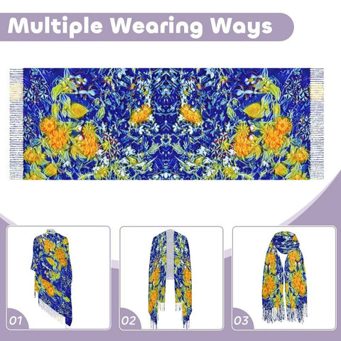 'Summer Basket' Tassel Fleece Scarf