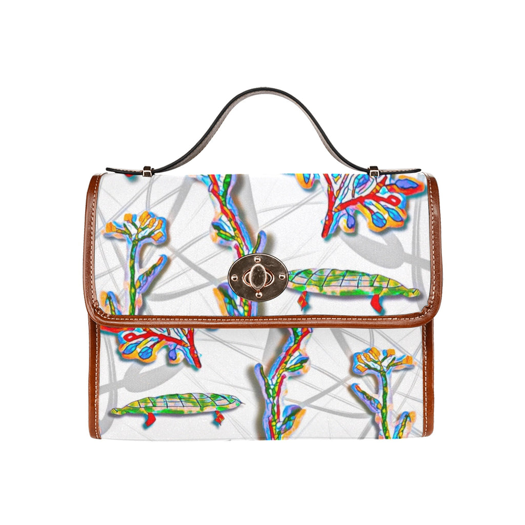 'Evolution' Canvas Shoulder Satchel (Brown Trim)