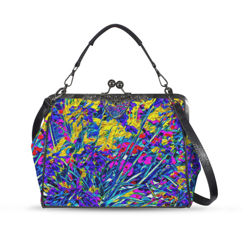 'Agapanthus' Faux Leather Kisslock Handbag Crossbody