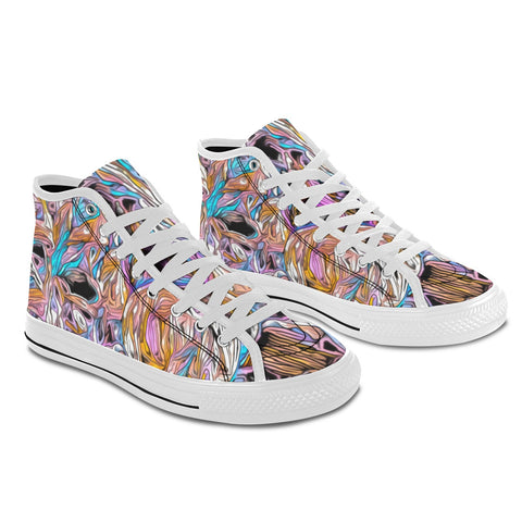 'Psychedelique' (White) Women's 'Vancouver' High Top Boots