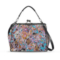 'Psychedelique' Faux Leather Kisslock Handbag Crossbody