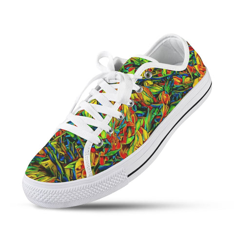 'Peony Citrus' (White Trim) Women's Canvas Plimsolls