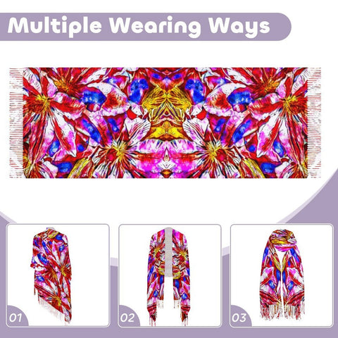 'Clematis' Tassel Fleece Scarf