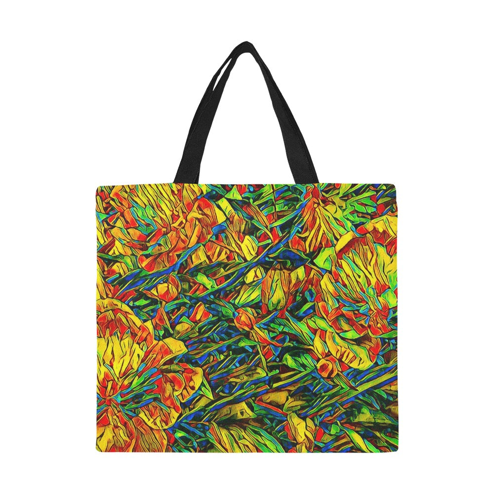 'Peony Citrus' Large Canvas Tote