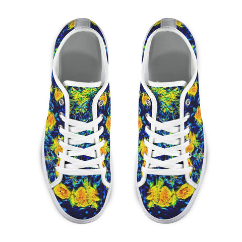 'Wild Poppies' (White) Seattle Low Top Men's Shoes (Model 1013-6)
