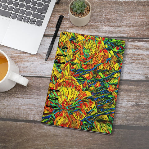 'Peony Citrus' Faux Leather A5 Binder Notebook