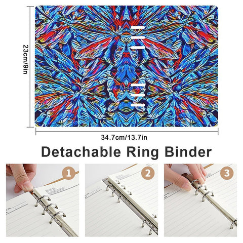 'Clematis Sapphire' Faux Leather A5 Binder Notebook