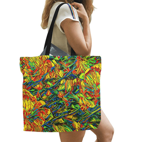 'Peony Citrus' Large Canvas Tote