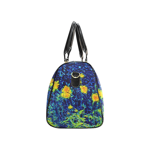 'Wild Poppies' Nylon Duffle with Faux Leather Trim