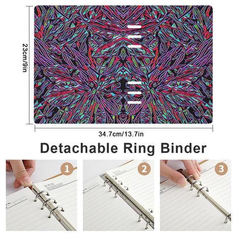 'Clematis Neon' Faux Leather A5 Binder Notebook
