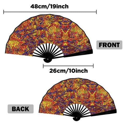 'Peony' (Black Edge) Double-Sided Folding Bamboo Fan